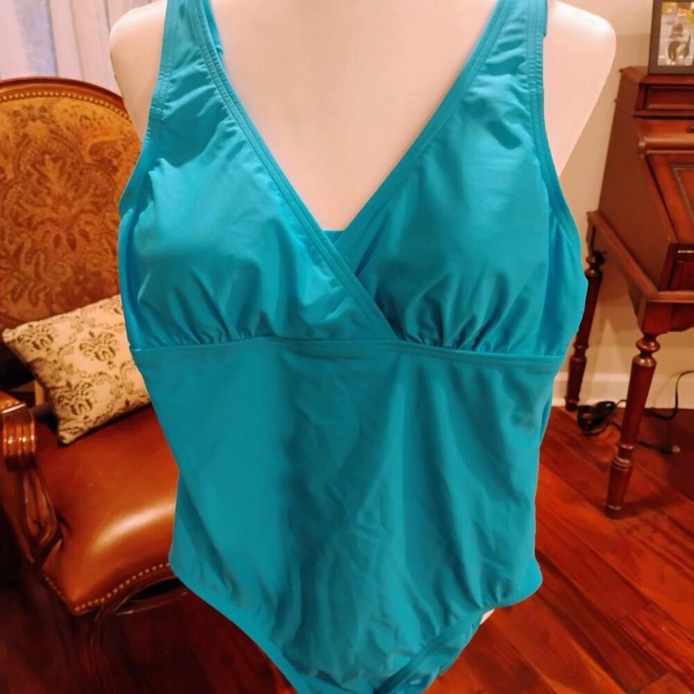 Lands-end Women's Blue Swimsuit-one-piece